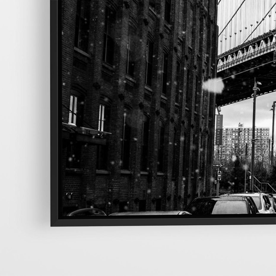 Obraz w ramie 100x70 - Ikona Miasta - Nowy Jork, most - rama czarna