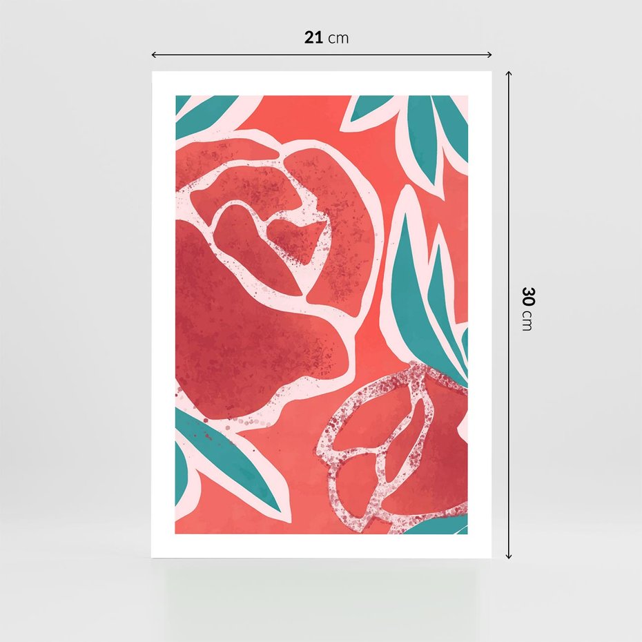 Plakat bez ramy 21x30 - Rozkwitające Kształty - nowoczesny plakat, abstrakcyjne róże