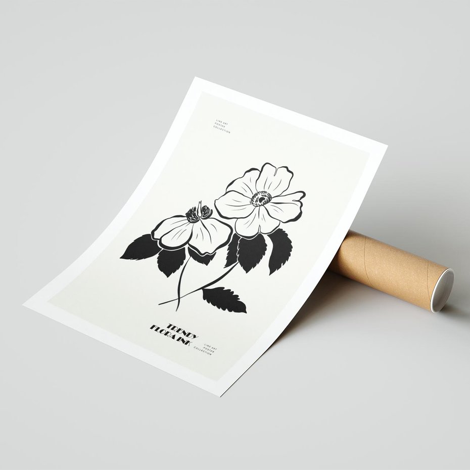 Plakat bez ramy 30x40 - Poezja kwiecistej kreski - kwiaty, minimalistyczne