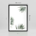 Plakat w ramie 50x70 - Liście Palmy na Czystym Tle - liście palmy, białe tło - rama czarna