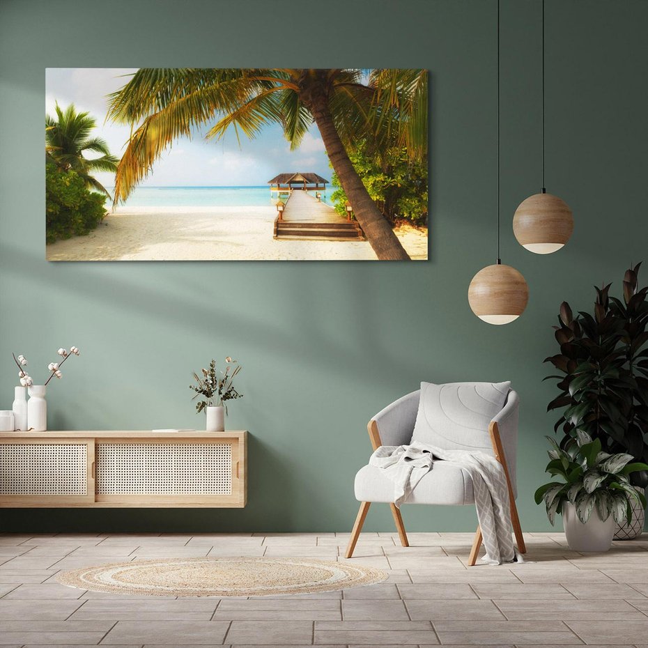 Obraz na płótnie 120x60 - Rajski relaks na Malediwach - Malediwy, plaża