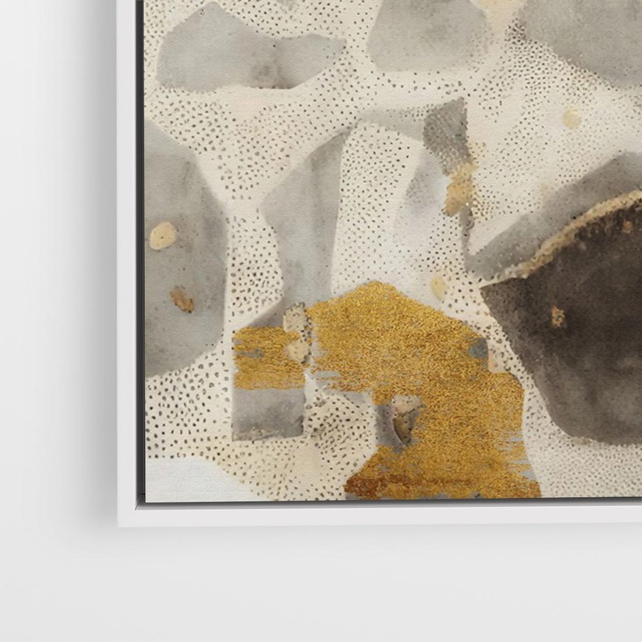 Obraz w ramie 120x80 - Nowoczesne Złoto i Szarość - plamy, złoto - rama biała