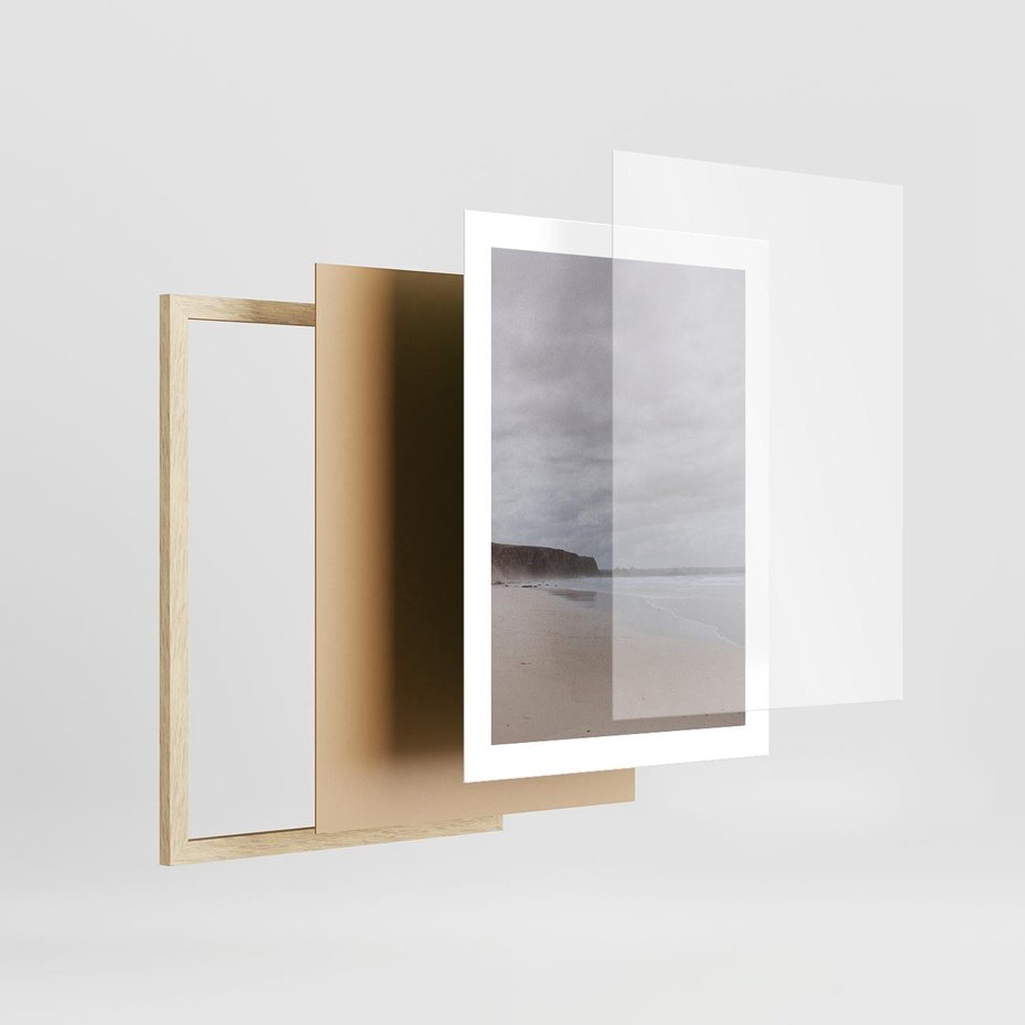 Plakat w ramie 30x40 - Mglista plaża - plaża, mgła - rama drewno