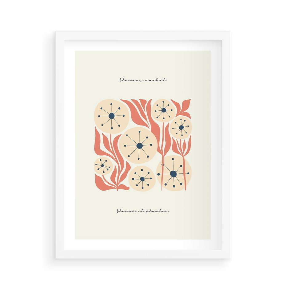 Plakat w ramie 50x70 - Dmuchawce w Abstrakcji - dmuchawce, abstrakcja - rama biała