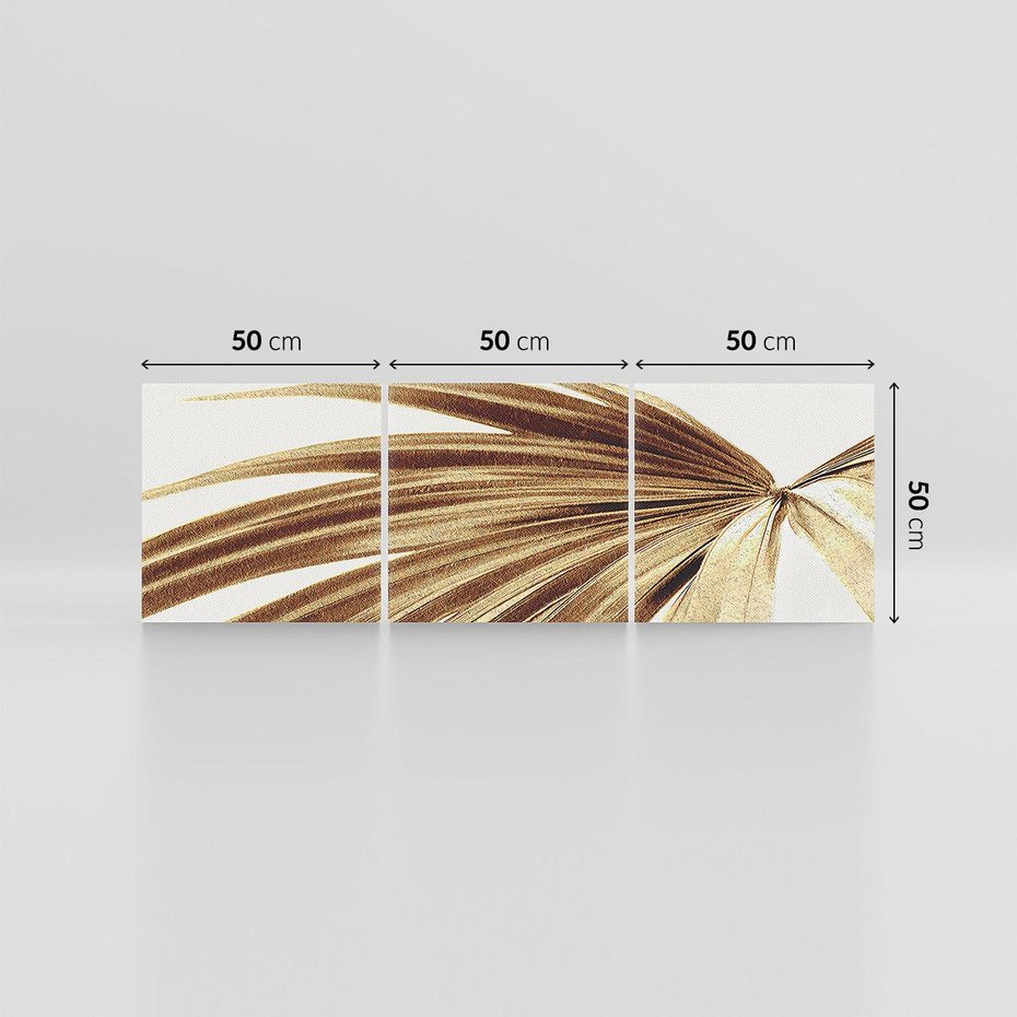 Obraz na płótnie 150x50 - Egzotyczny Blask - złote, liście