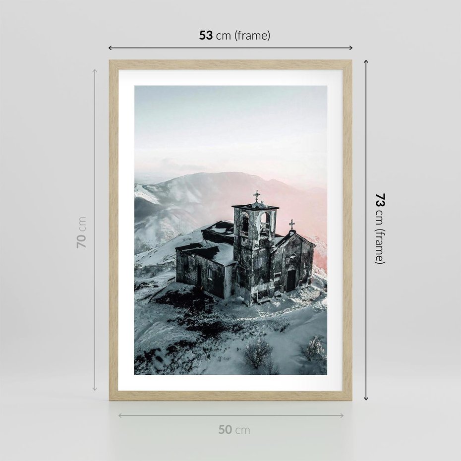 Plakat w ramie 50x70 - Stary Kościół w Górach - stary kościół, ruiny - rama drewno