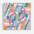 Obraz w ramie 80x80 - Refleksje w krainie abstrakcji - abstrakcja, energiczne pociągnięcia pędzla - rama biała