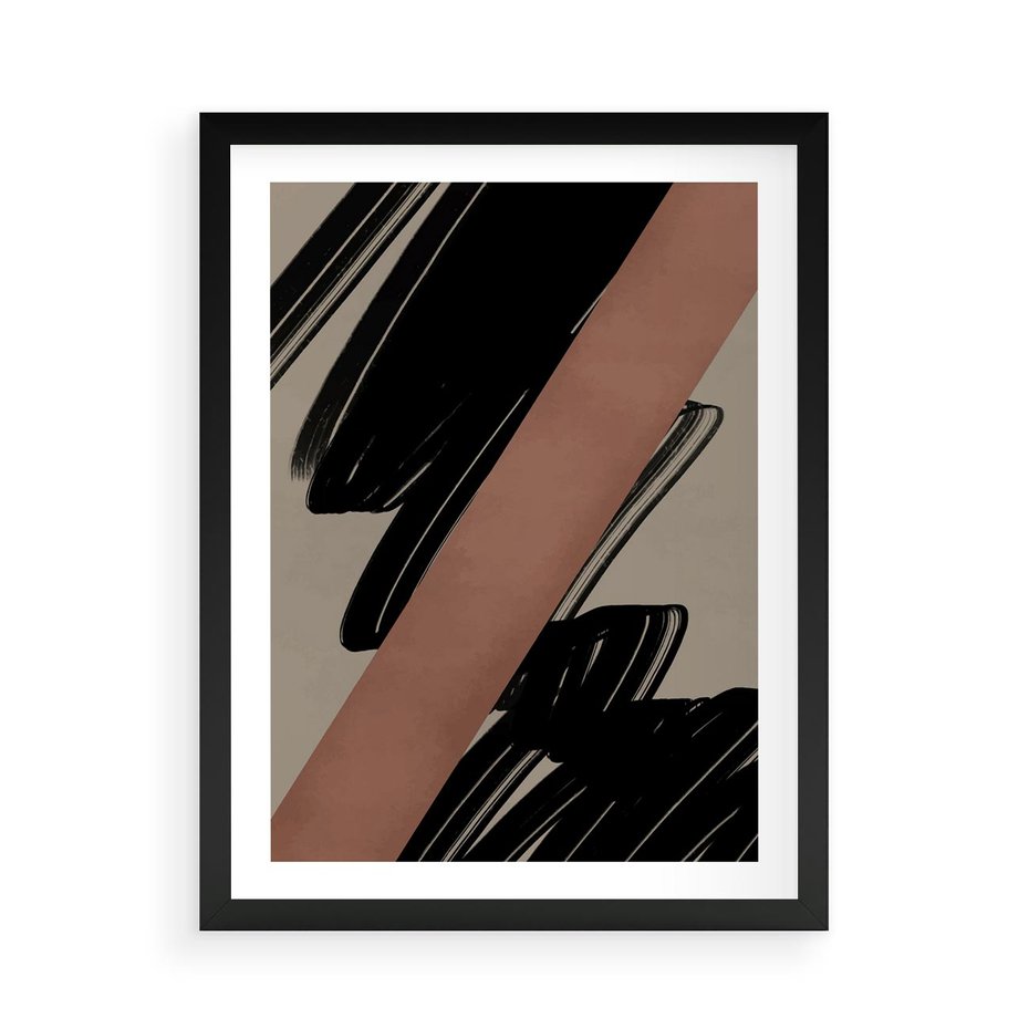 Plakat w ramie 50x70 - Mroczne Refrakcje - abstrakcja, czarne splatane linie - rama czarna