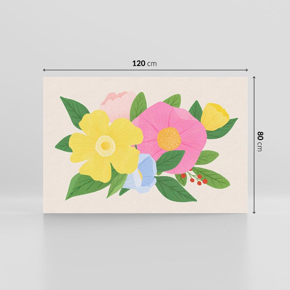 Obraz na płótnie 120x80 - Kwiatowy Uśmiech - kwiaty, akwarela