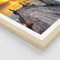Plakat w ramie 30x40 - Zachód nad jeziorem z pomostem - pomost, jezioro - rama drewno