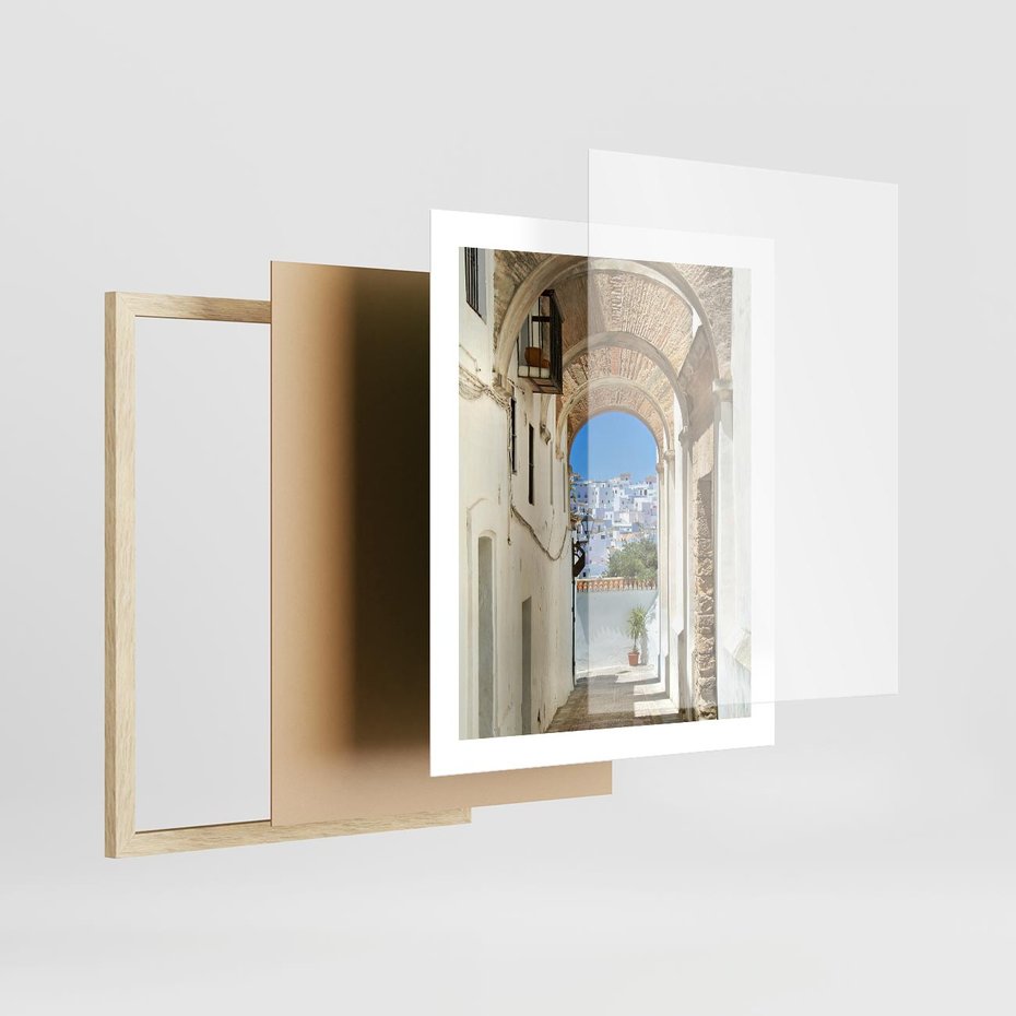 Plakat w ramie 40x50 - Romantyczna Przeprawa - romantyczna, uliczka - rama drewno