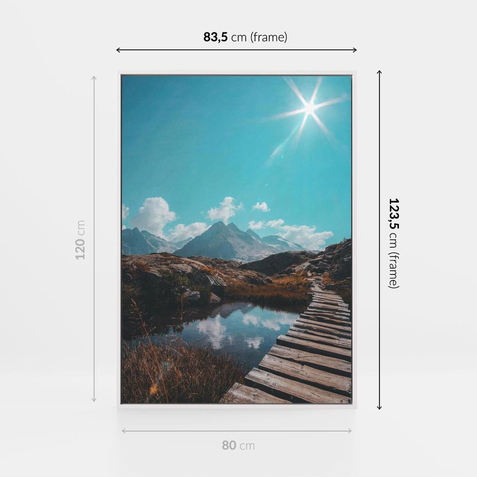 Obraz w ramie 80x120 - Inspirujący Pejzaż - ścieżka, górska - rama biała