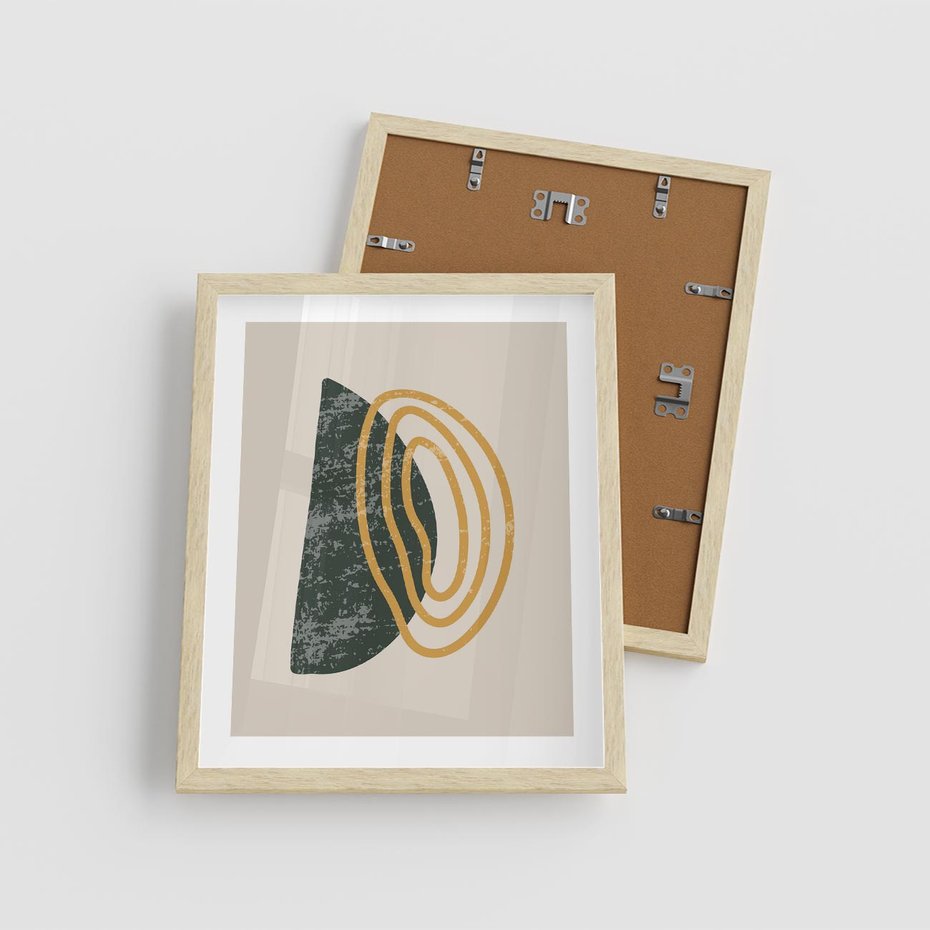 Plakat w ramie 40x50 - Nowoczesne Dialogi Materii - nowoczesny plakat, abstrakcyjne kształty - rama drewno