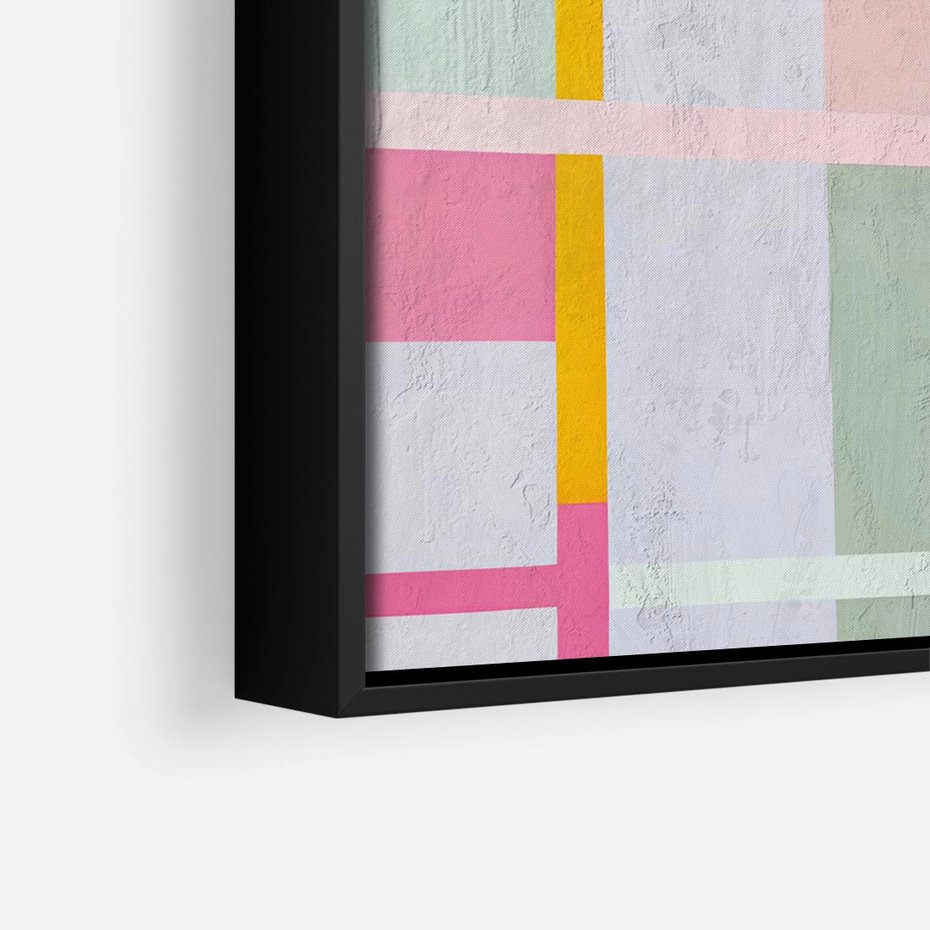 Obraz w ramie 50x50 - Rozbijające Granice Wyobraźni - abstrakcyjne geometryczne kształty, olejny obraz - rama czarna