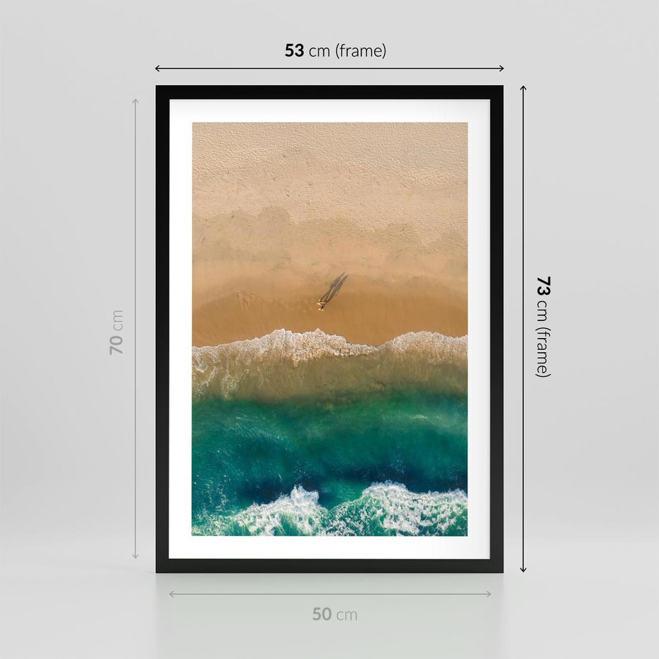 Plakat w ramie 50x70 - Nadbrzeżna Harmonia - plaża, morze - rama czarna