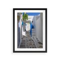 Plakat w ramie 30x40 - Uroki Santorini: Perspektywiczna Uliczka - uliczka, perspektywa - rama czarna