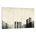 Obraz na płótnie 120x80 - Mroczne Wieżowce - postarzana grafika, perspektywa budynków wieżowców