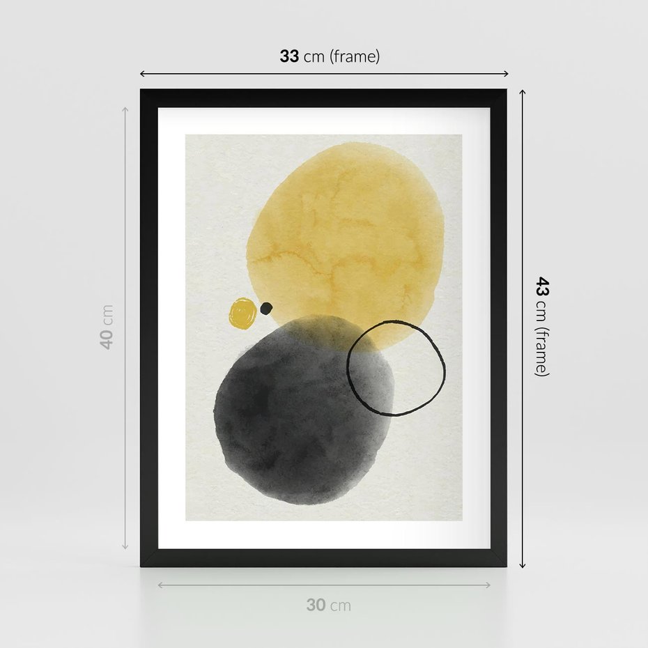 Plakat w ramie 30x40 - Pastelowa Harmonia - abstrakcja, akwarelowe plamy - rama czarna