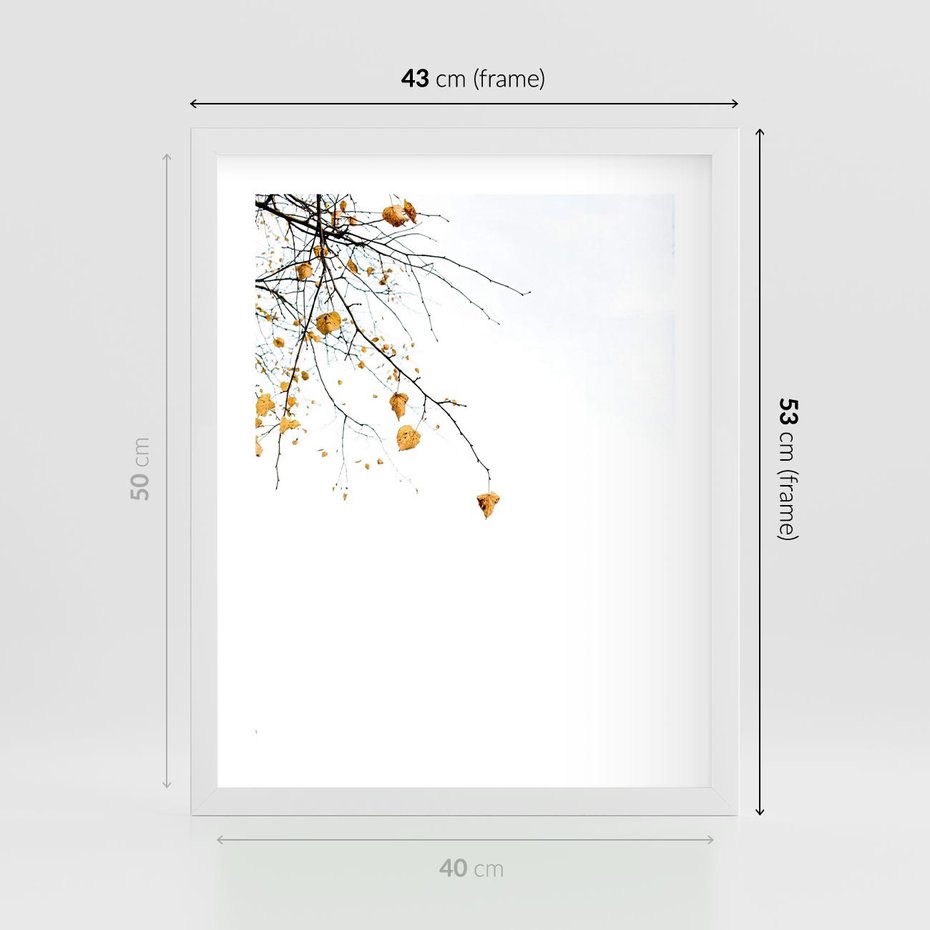 Plakat w ramie 40x50 - Złota Jesień - drzewo, żółte liście - rama biała