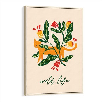 Obraz w ramie 70x100 - Tygrys w Kwiatach - tygrys, plakat - rama drewno