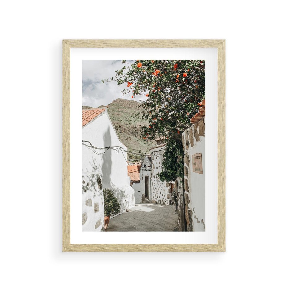 Plakat w ramie 30x40 - Południe Europy - śródziemnomorski krajobraz, uliczka we włoszech - rama drewno