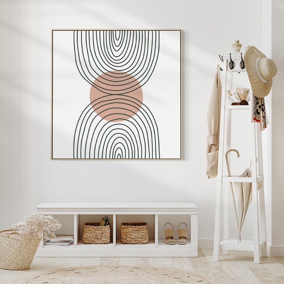 Obraz w ramie 50x50 - Przenikające Widzenia - półkola, koło - rama drewno