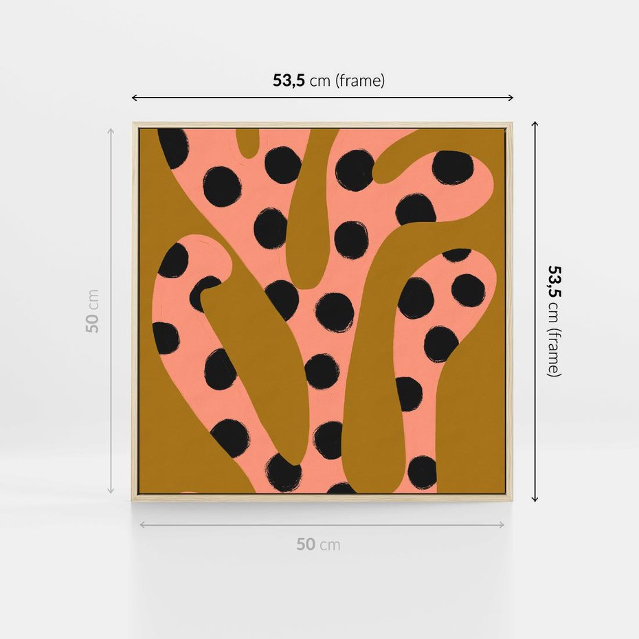 Obraz w ramie 50x50 - Rozkwitająca Wolność Boho - abstrakcyjne boho kształty, dziwne - rama drewno