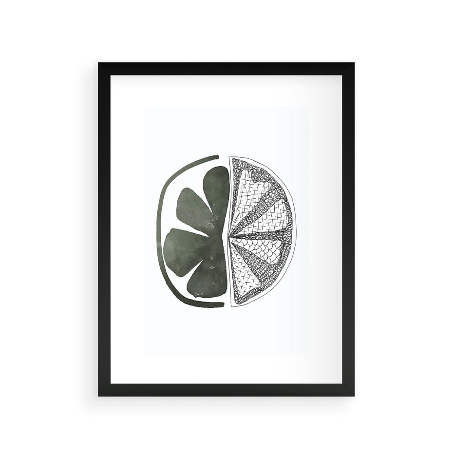 Plakat w ramie 30x40 - Cytrynowe Echo - minimalistyczny plakat, cytryna - rama czarna