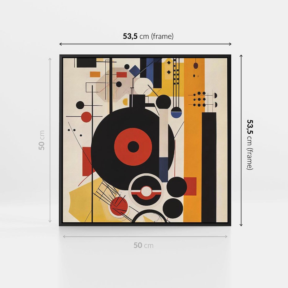 Obraz w ramie 50x50 - Wnętrza Refleksyjnego Światła - modernistyczny obraz, styl bauhaus - rama czarna