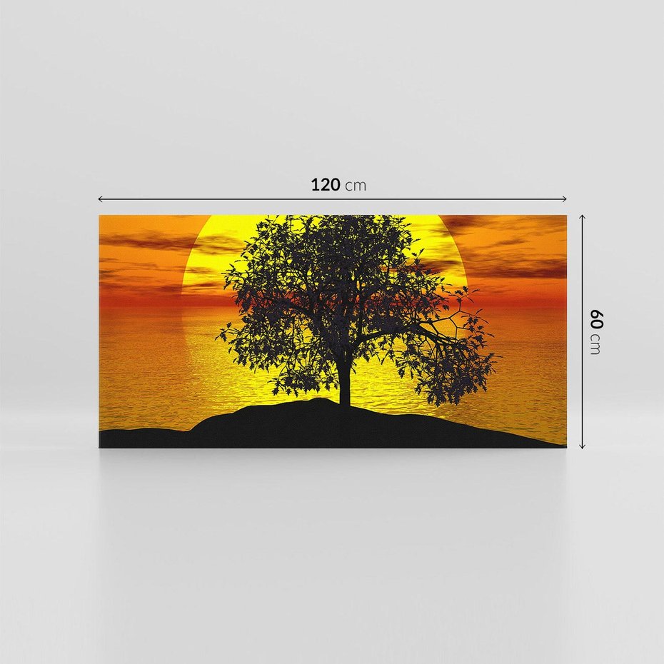Obraz na płótnie 120x60 - Drzewo - Zachód słońca - drzewo, zachód słońca