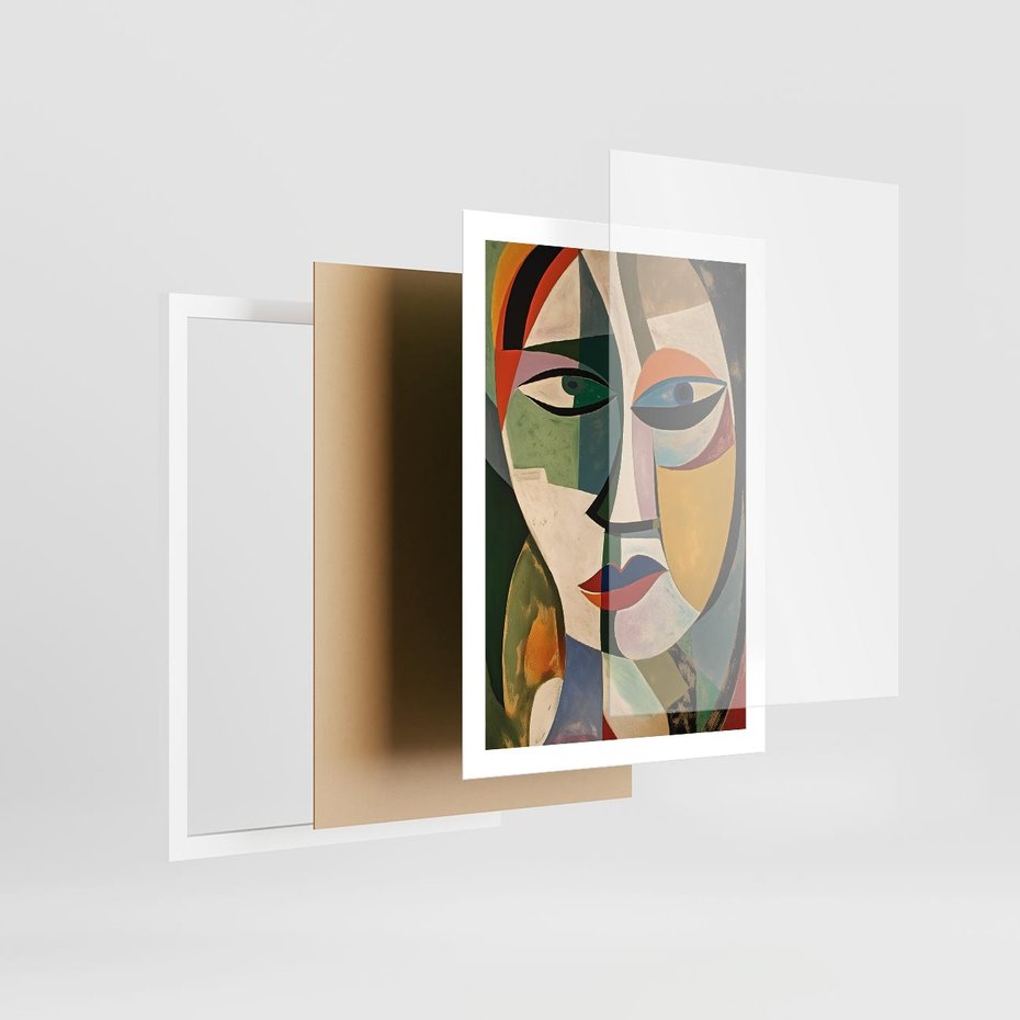 Plakat w ramie 50x70 - Kolorowe Dziwne Wyobrażenia - abstrakcyjny obraz, olejny - rama biała