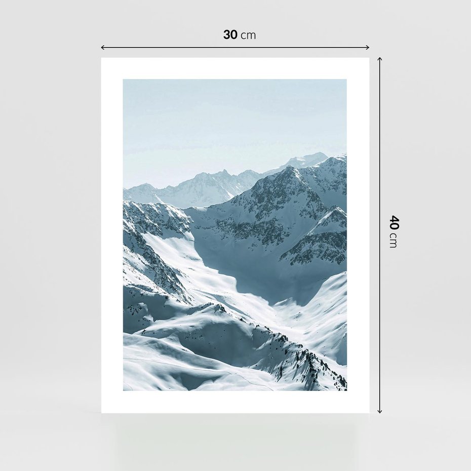 Plakat bez ramy 30x40 - Surowość Gór - górskie szczyty, śnieg