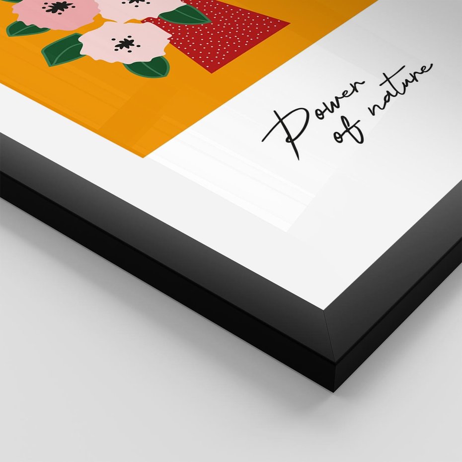 Plakat w ramie 40x50 - Abstrakcyjna Kreska - kwiaty w wazonie, abstrakcja - rama czarna