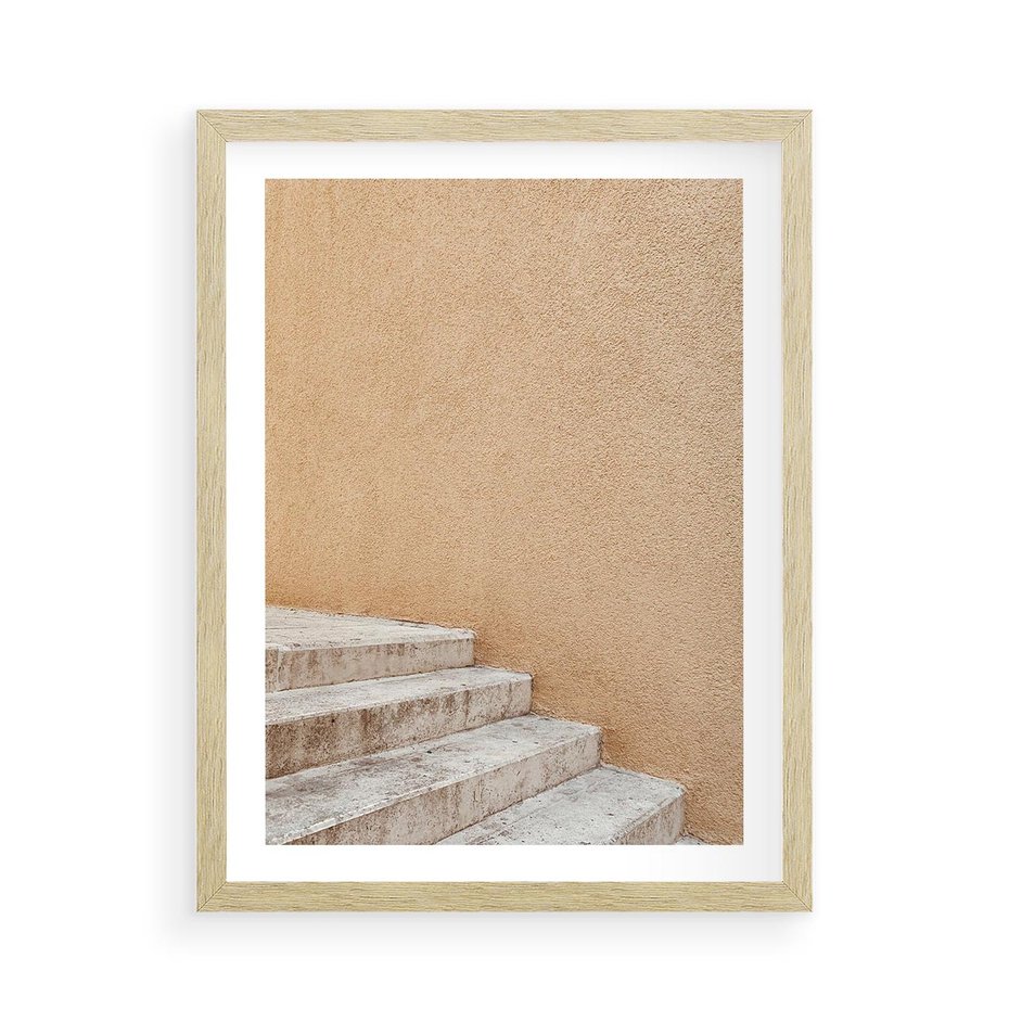 Plakat w ramie 50x70 - Schod w Beżu - schody, minimalizm - rama drewno