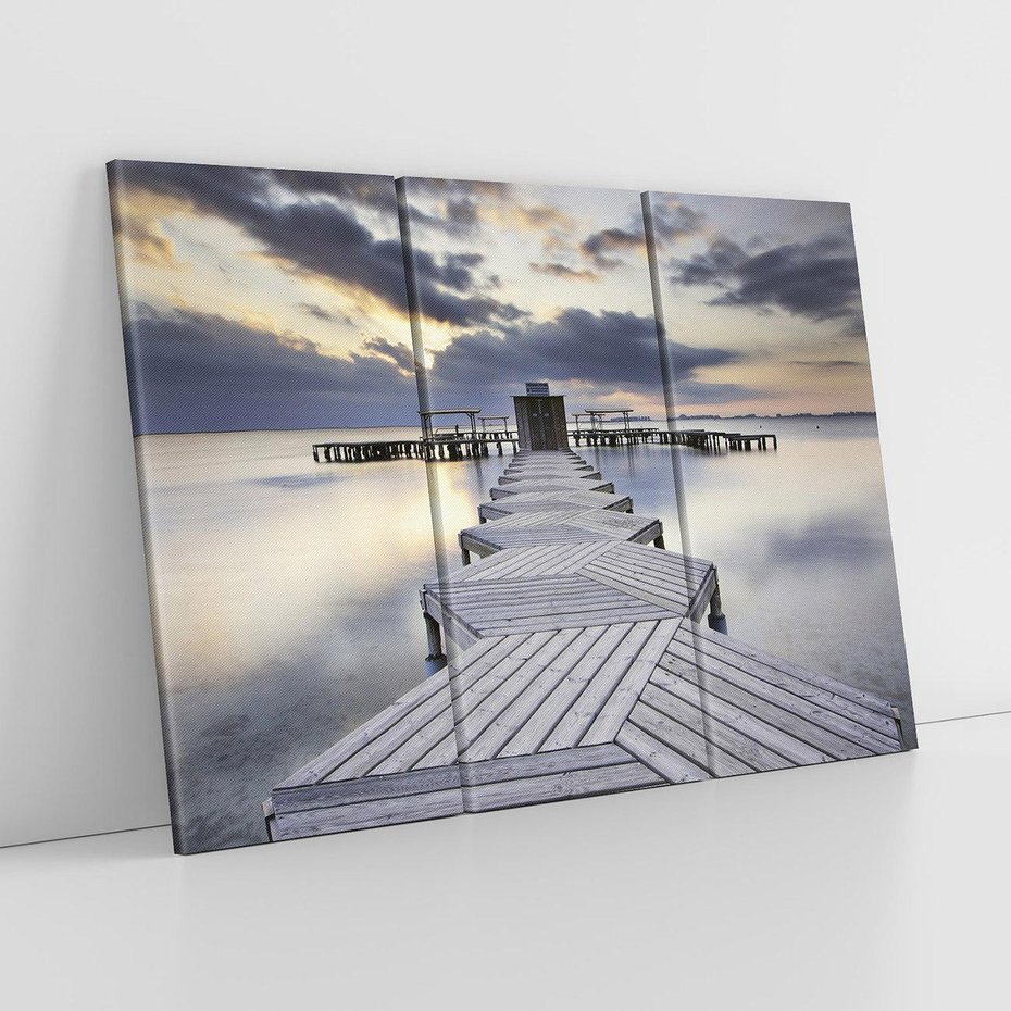 Obraz na płótnie 120x80 - Spokój nad Jeziorem - pomost, jezioro