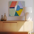 Obraz w ramie 80x80 - Taniec Subtelnych Odbić - abstrakcyjne geometryczne kształty, olejny obraz - rama biała