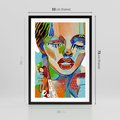 Plakat w ramie 50x70 - Kolorowe Formy - abstrakcyjny portret kobiety, twarz - rama czarna