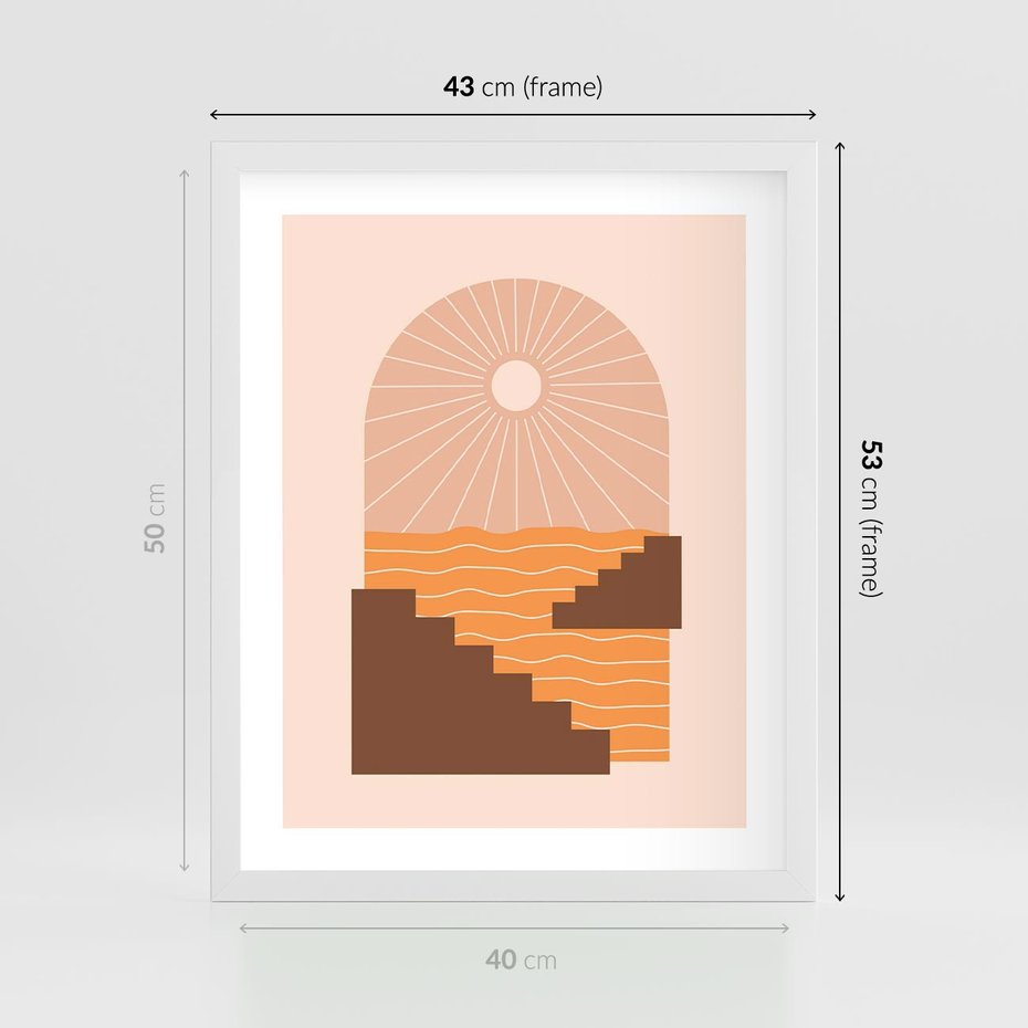Plakat w ramie 40x50 - Słoneczne Inspiracje w Stylu Boho - boho grafika, słońce - rama biała