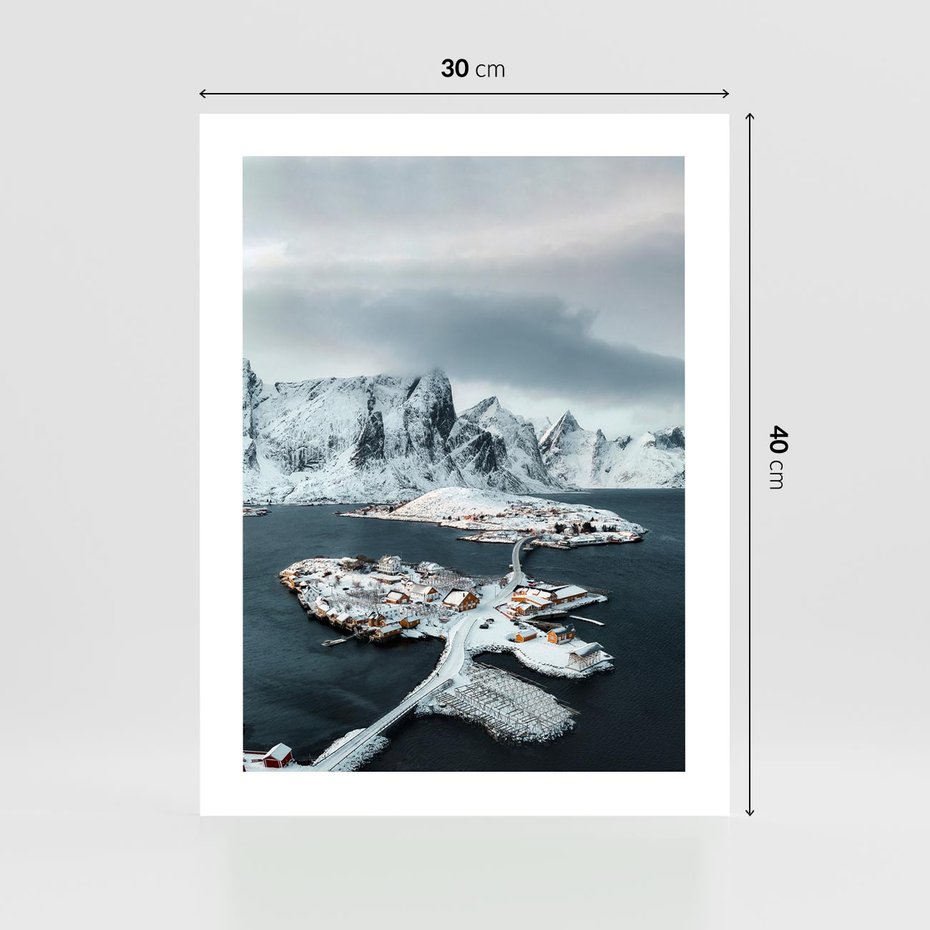 Plakat bez ramy 30x40 - Ciepło i Urok Północy - skandynawskie, domki