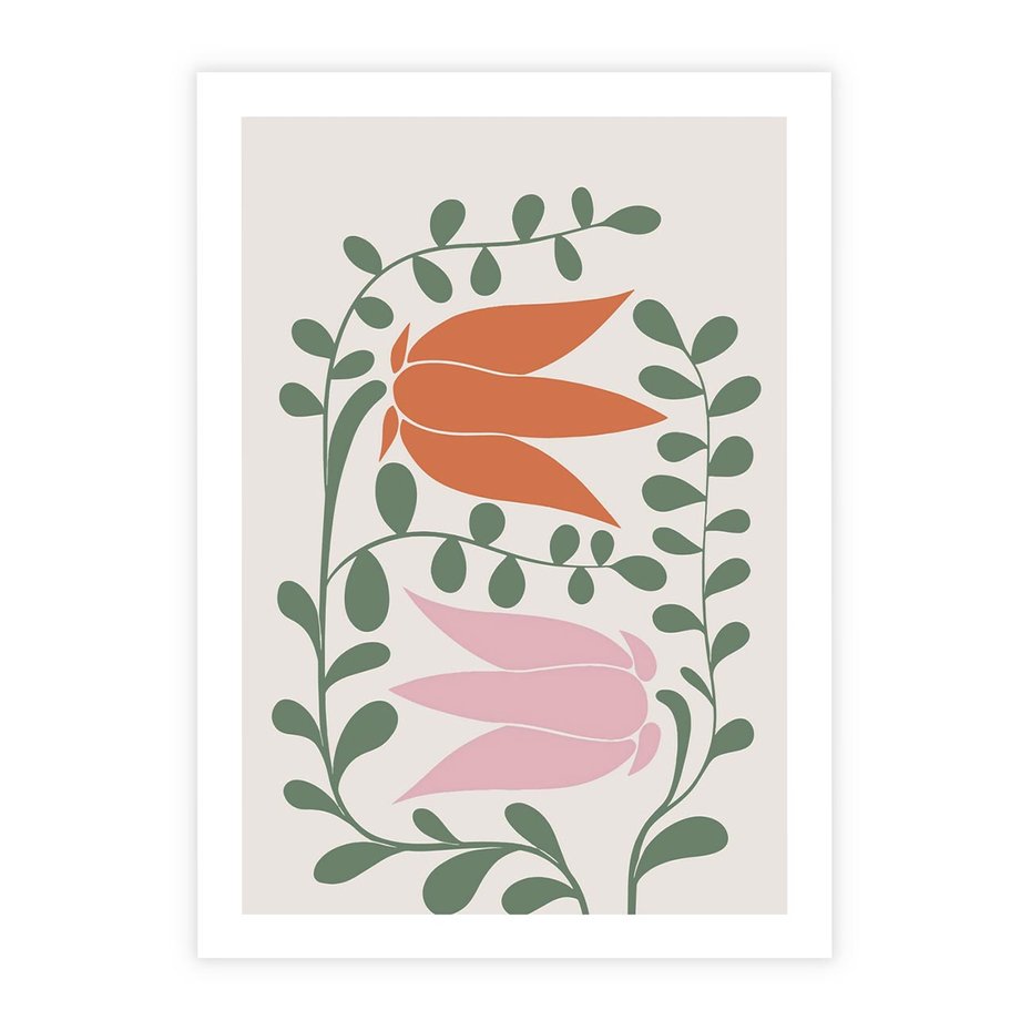 Plakat bez ramy 50x70 - Rozkwitające Kontury - plakat, kwiaty
