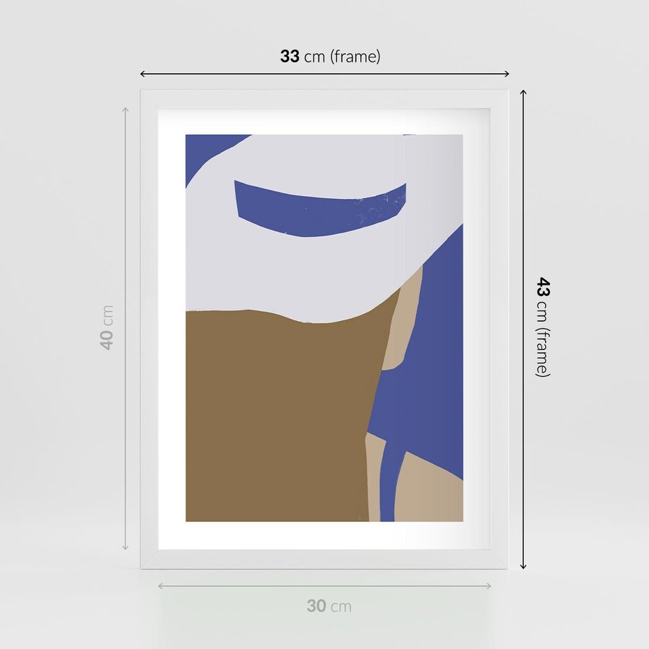 Plakat w ramie 30x40 - Kobiecy Wiatr - plakat retro, kobieta w kapeluszu - rama biała