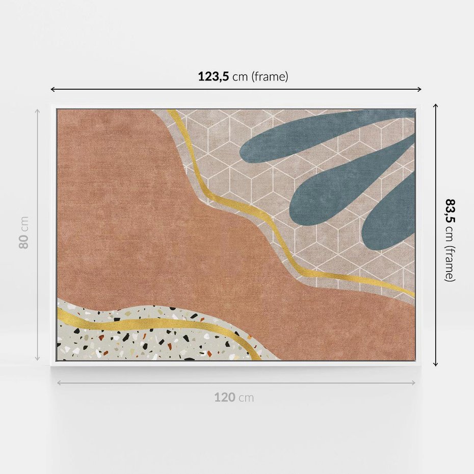 Obraz w ramie 120x80 - Tańczący w deszczu pigmentów - abstrakcyjne formy, rozlane farby - rama biała