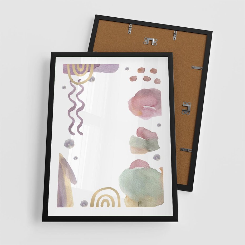 Plakat w ramie 50x70 - Pastelowe Wnętrza Emocji - abstrakcyjny palakt, akwarelowe plamy - rama czarna