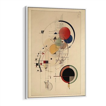 Obraz w ramie 50x70 - Impulsy Wydobyte z Cienia - abstrakcyjna geometryczna kompozycja, koła linie - rama biała