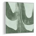 Obraz w ramie 50x50 - Nurtująca Kompozycja Zieleni - abstrakcyjne delikatne zielone linie, podobne do gałęzi kwiatów - rama biała