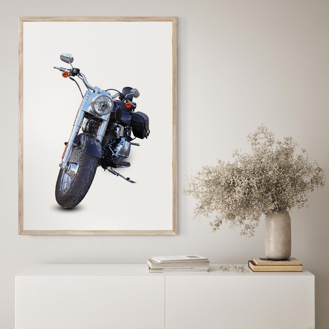 Plakat w ramie 40x50 - Motocykl w ruchu - motor, bike - rama drewno