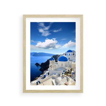 Plakat w ramie 50x70 - Magiczne Widoki - Santorini, perspektywa - rama drewno