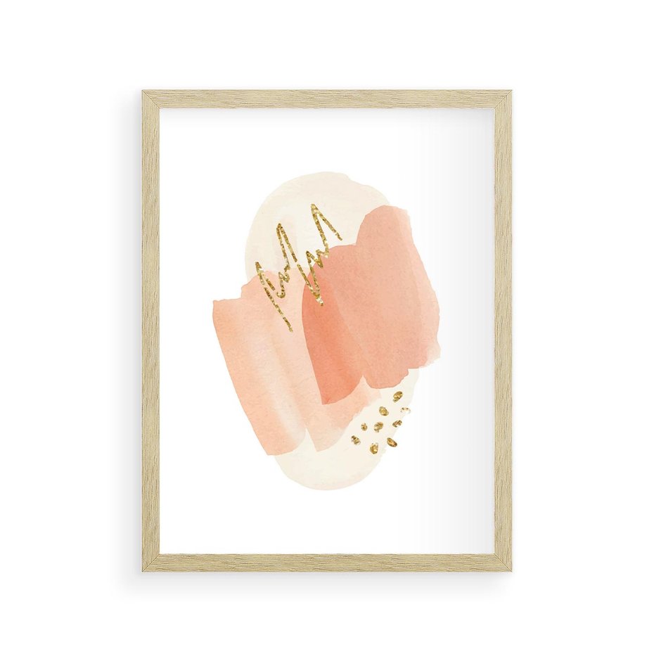 Plakat w ramie 30x40 - Rozbijające Plamy - abstrakcyjne akwarelowe plamy, minimalizm - rama drewno