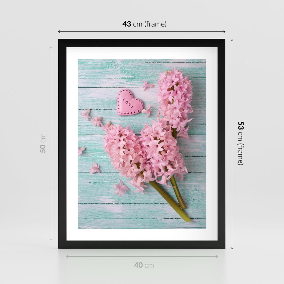Plakat w ramie 40x50 - Hiacynty w Kwiatowej Kompozycji - hiacynty, kwiaty - rama czarna