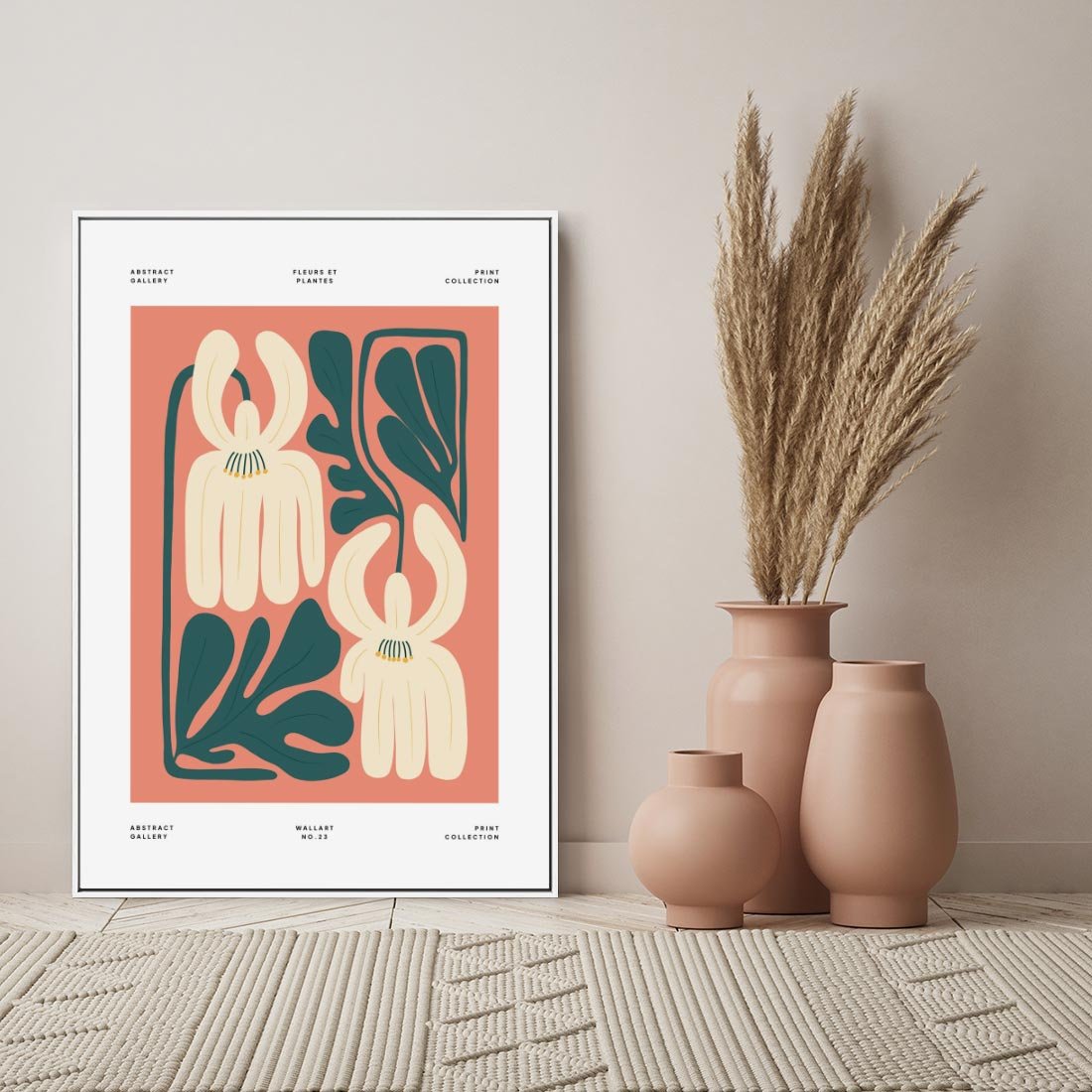 Obraz w ramie 80x120 - Migotliwe Echa - kwiaty, nowoczesna abstrakcja - rama biała